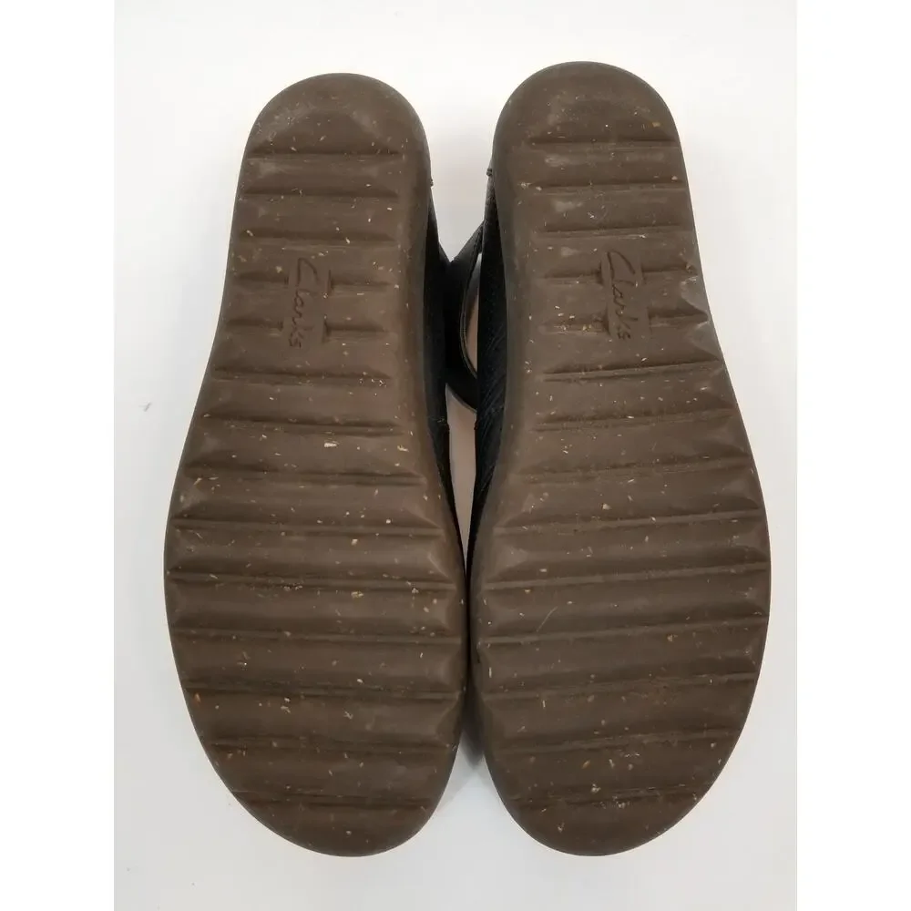 Clarks Medora Nina Black Leather Adjustable Ankle Strap Flats Women's Size 9.5